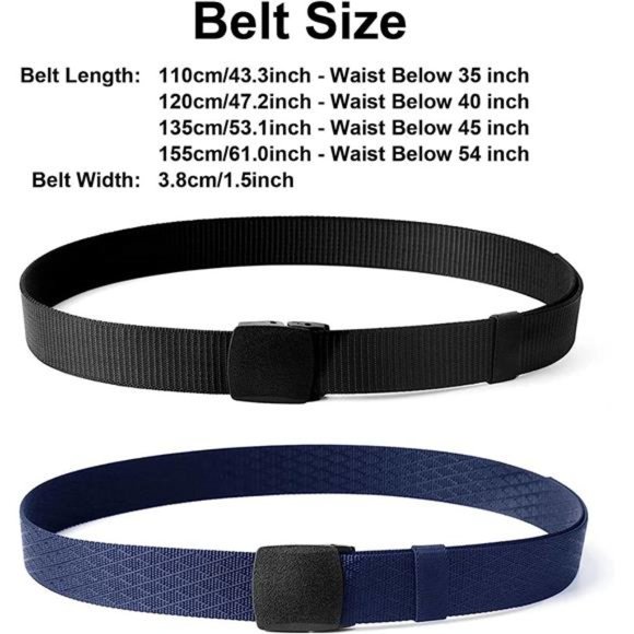 Nylon Military Tactical Men Belt 2 Pack Webbing Canvas Outdoor Web Belt Mens - Picture 4 of 6